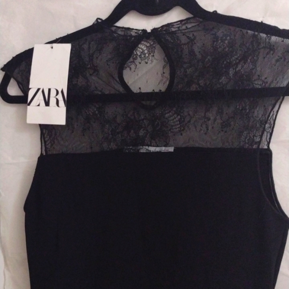 ZARA Sultry Silk Slip Lace Art Deco Flapper Dress NWT - Picture 8 of 13